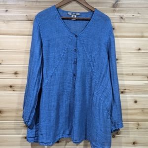 Flax Denim Blue Button Front Tunic 1G (XL/ 18-20)